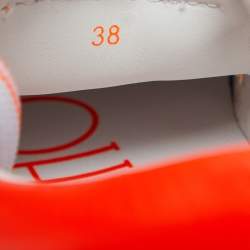 Jimmy Choo White/Neon Orange Leather Hawaii/F Sneakers Size 38