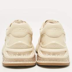 Pre Owned Jimmy Choo Beige Leather and Neoprene Memphis Sneakers Size 38