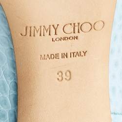 Jimmy Choo Blue Croc Embossed Leather Knee Length Boots Size 39