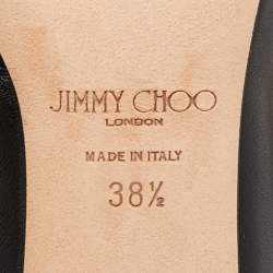 Pre Owned Jimmy Choo Black Leather and Patent Leather Elisa Mary Jane Pumps Size 38.5