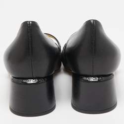 Pre Owned Jimmy Choo Black Leather and Patent Leather Elisa Mary Jane Pumps Size 38.5