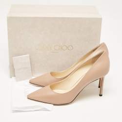 Pre Owned Jimmy Choo Beige Leather Romy 85 Pumps Size 41