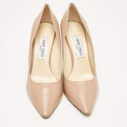 Pre Owned Jimmy Choo Beige Leather Romy 85 Pumps Size 41