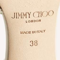 Pre Owned Jimmy Choo Off White Leather and Lace Sacora Sandals Size 38