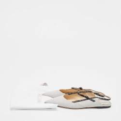 Pre Owned Jimmy Choo Silver Glitter Ree Slingback Flats Size 40