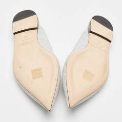 Pre Owned Jimmy Choo Silver Glitter Ree Slingback Flats Size 40
