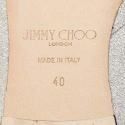 Pre Owned Jimmy Choo Silver Glitter Ree Slingback Flats Size 40