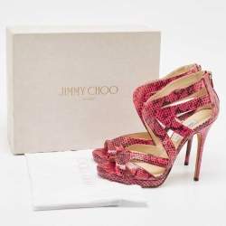 Jimmy Choo Pink Python Collar Platform Sandals Size 41