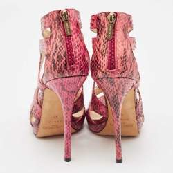 Jimmy Choo Pink Python Collar Platform Sandals Size 41
