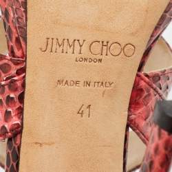 Jimmy Choo Pink Python Collar Platform Sandals Size 41