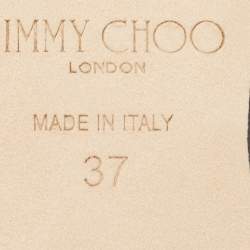 Pre Owned Jimmy Choo Silver/Black Leather Slingback Flats Size 37