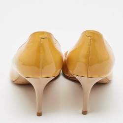 Jimmy Choo Yellow Patent Leather Evelyn Peep Toe Pumps Size 39