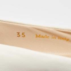 Pre Owned Jimmy Choo White Leather and Snakeskin Cap Toe Gaze Ballet Flats Size 35