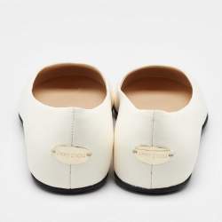 Pre Owned Jimmy Choo White Leather and Snakeskin Cap Toe Gaze Ballet Flats Size 35