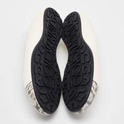 Pre Owned Jimmy Choo White Leather and Snakeskin Cap Toe Gaze Ballet Flats Size 35