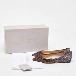 Jimmy Choo Metallic Ombre Glitter Romy Pointed Toe Ballet Flats Size 34.5