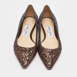 Jimmy Choo Metallic Ombre Glitter Romy Pointed Toe Ballet Flats Size 34.5