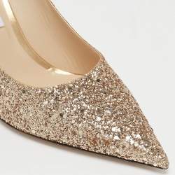 Jimmy Choo Gold Glitter Love Pumps Size 41