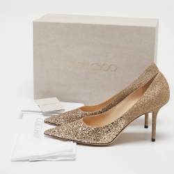 Jimmy Choo Gold Glitter Love Pumps Size 41