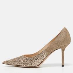 Jimmy Choo Gold Glitter Love Pumps Size 41