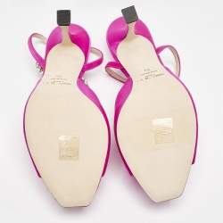Jimmy Choo Pink Satin Crystal Embellished Ankle Strap Sandals Size 39