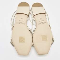 Jimmy Choo Cream Leather Bing Flat Sandals Size 35