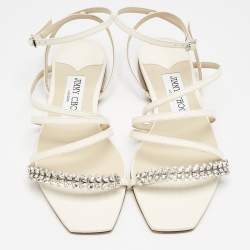 Jimmy Choo Cream Leather Bing Flat Sandals Size 35