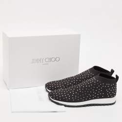 Jimmy Choo Black Knit Fabric Norway Slip On Sneakers Size 39.5