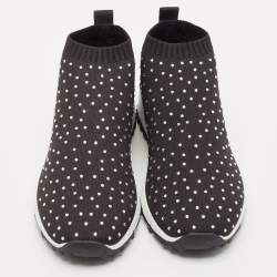 Jimmy Choo Black Knit Fabric Norway Slip On Sneakers Size 39.5