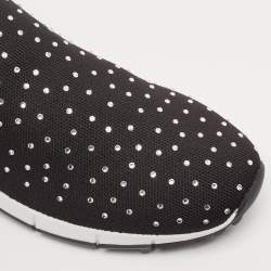 Jimmy Choo Black Knit Fabric Norway Slip On Sneakers Size 39.5