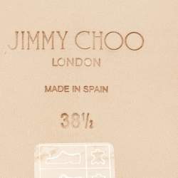 Pre Owned Jimmy Choo Grey Cro Embossed Leather JC Flat Slides Size 38.5