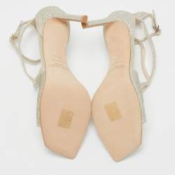 Jimmy Choo Metallic Gold Coarse Glitter Azia Sandals Size 37.5