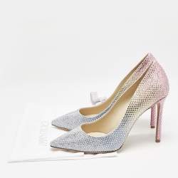 Pre Owned Jimmy Choo Ombre Silver/Pink Crystals Romy Pumps Size 39