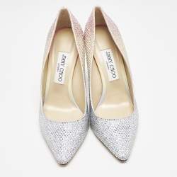 Pre Owned Jimmy Choo Ombre Silver/Pink Crystals Romy Pumps Size 39