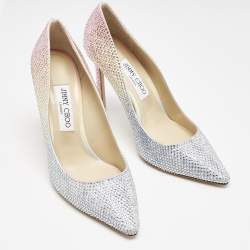 Pre Owned Jimmy Choo Ombre Silver/Pink Crystals Romy Pumps Size 39