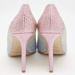 Pre Owned Jimmy Choo Ombre Silver/Pink Crystals Romy Pumps Size 39