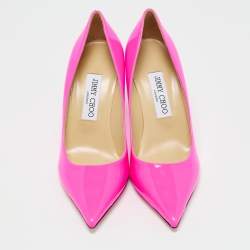 Jimmy Choo Neon Pink Patent Leather Agnes Pumps Size 37