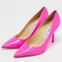 Jimmy Choo Neon Pink Patent Leather Agnes Pumps Size 37