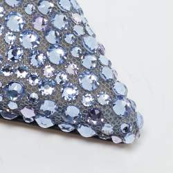 Pre Owned Jimmy Choo Blue Mesh Crystal Embellished Love Pumps Size 37