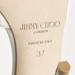 Pre Owned Jimmy Choo Ivory Satin Crystal Embellished Saeda Pumps Size 37