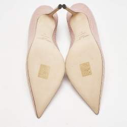 Jimmy Choo Blush Pink Croc Embossed Leather Love Pointed Toe Pumps Size 37