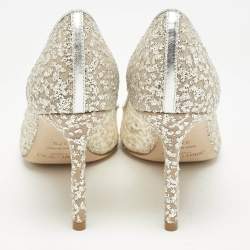 Jimmy Choo Beige Lace and Leather Romy Pumps Size 37.5