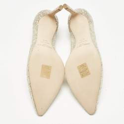 Jimmy Choo Beige Lace and Leather Romy Pumps Size 37.5