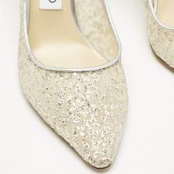 Jimmy Choo Beige Lace and Leather Romy Pumps Size 37.5