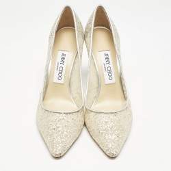Jimmy Choo Beige Lace and Leather Romy Pumps Size 37.5