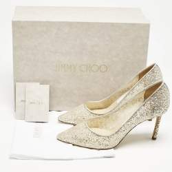 Jimmy Choo Beige Lace and Leather Romy Pumps Size 37.5