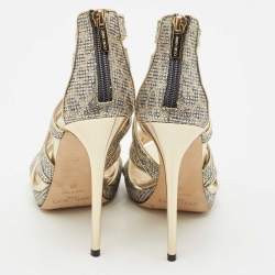 Jimmy Choo Gold Glitter and Leather Karla Sandals Size 39