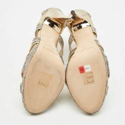 Jimmy Choo Gold Glitter and Leather Karla Sandals Size 39