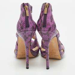 Jimmy Choo Purple Python Collar Platform Sandals Size 41