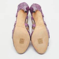 Jimmy Choo Purple Python Collar Platform Sandals Size 41